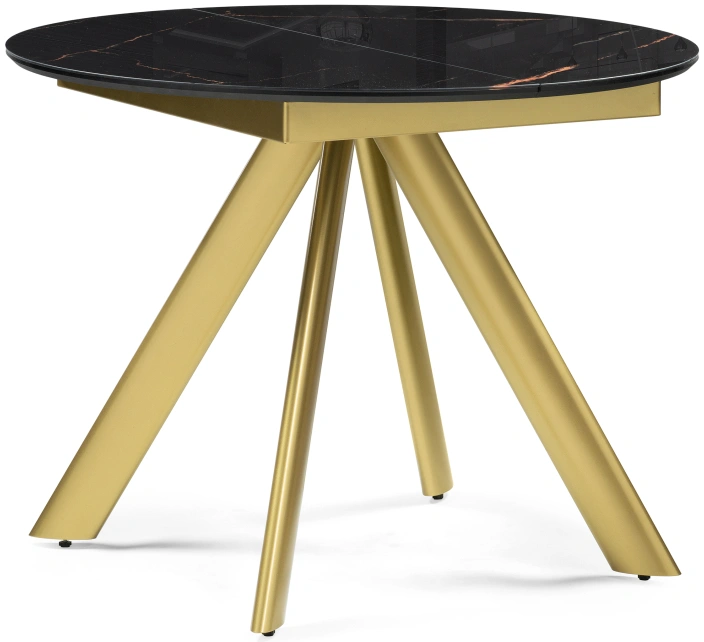 Кухонный стол Галвестон, стекло, обсидиан / черный / золото