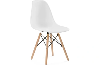 Пластиковый стул Eames PC-015, белый / массив дерева