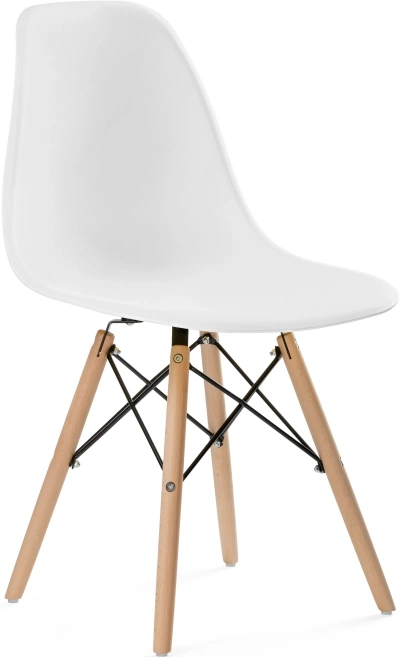 Пластиковый стул Eames PC-015, белый / массив дерева
