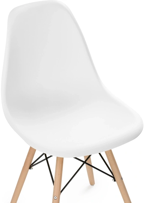 Пластиковый стул Eames PC-015, белый / массив дерева