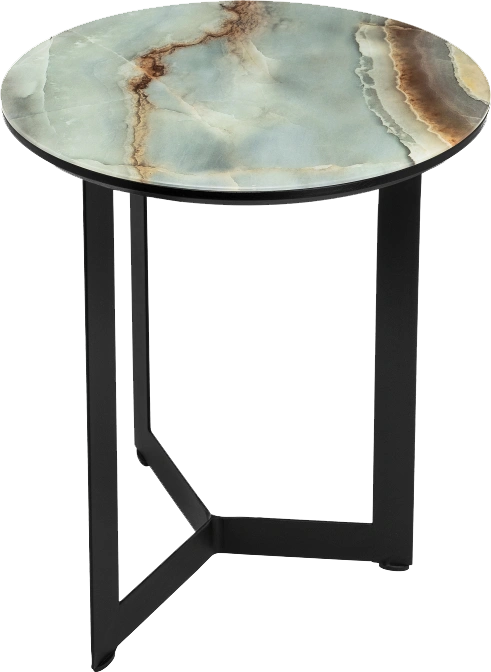 Журнальный стол Роб D-450, стекло, мрамор голубой, каркас черный 