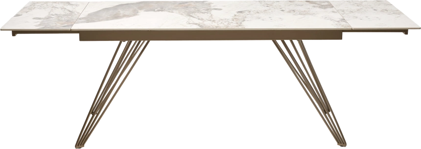 Кухонный стол раздвижной Acerra New 160, Gloss Luxury Pandora Solid Ceramic, каркас цвета шампань