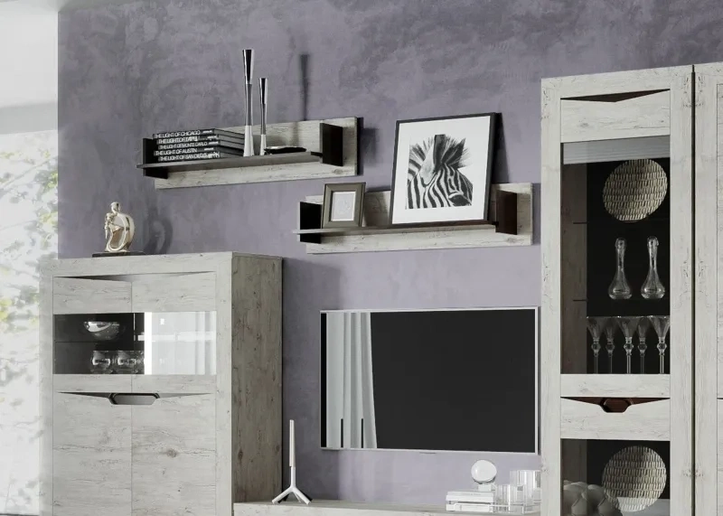 Шкаф двухдверный Соренто, со стеклом, дуб бонифаций