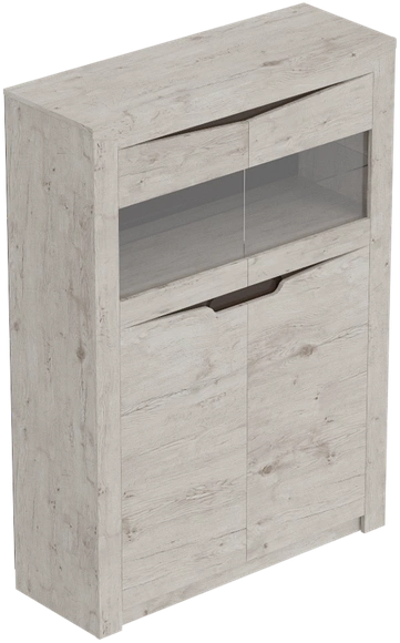 Шкаф двухдверный Соренто, со стеклом, дуб бонифаций