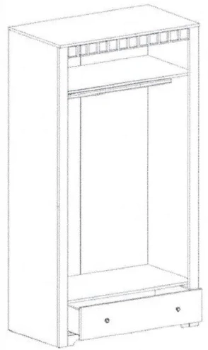 Шкаф двухдверный Прованс, распашной для одежды, бодега белая / патина премиум