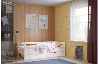 Кровать детская Соня-4, с защитой по центру, белый