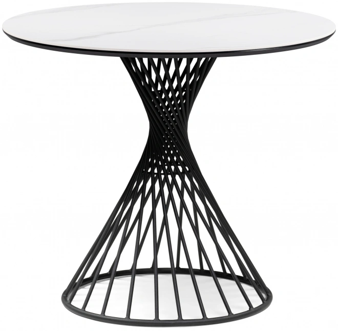 Кухонный стол Вивиен, 90x90x75, керамика, белый мрамор / черный