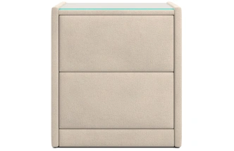 Тумба прикроватная Аризона, мягкая, с ящиками, велюр, мора бежевый
