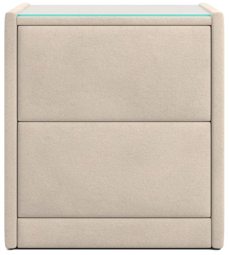 Тумба прикроватная Аризона, мягкая, с ящиками, велюр, мора бежевый