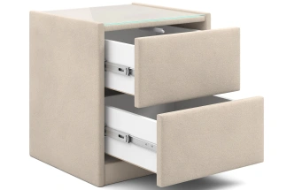 Тумба прикроватная Аризона, мягкая, с ящиками, велюр, мора бежевый