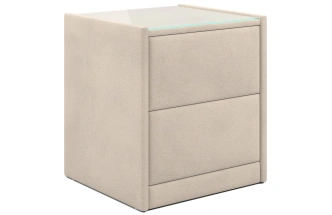 Тумба прикроватная Аризона, мягкая, с ящиками, велюр, мора бежевый