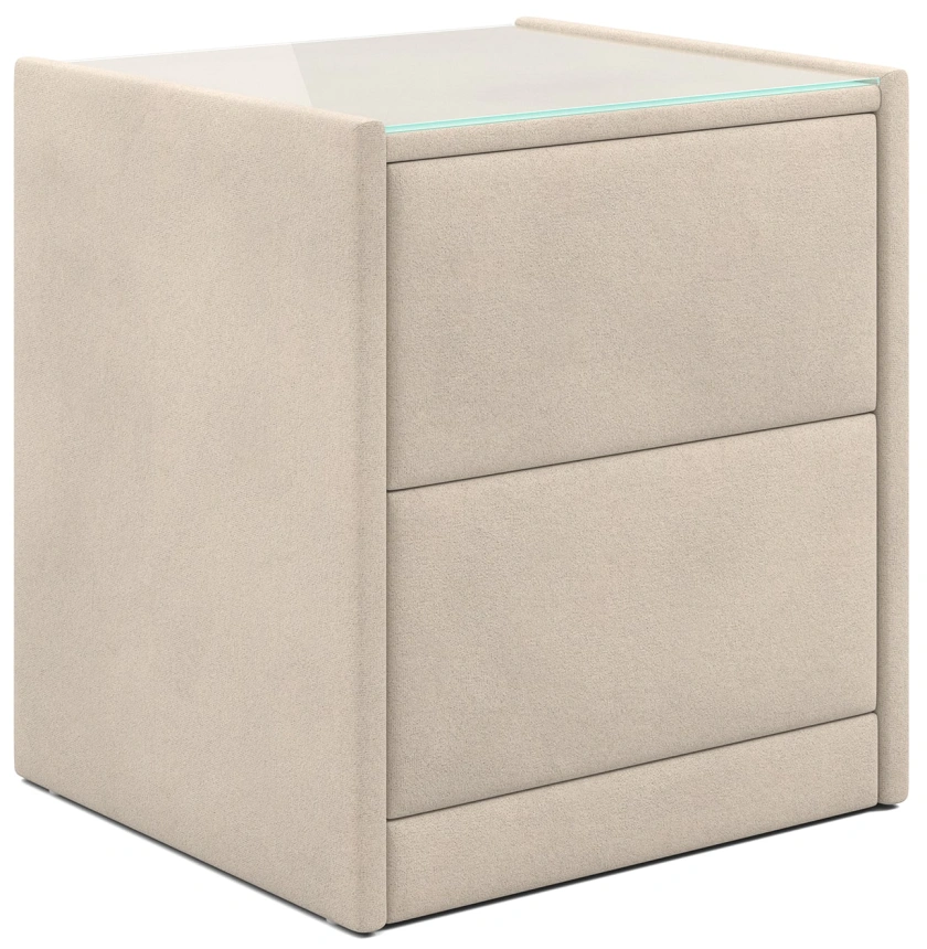 Тумба прикроватная Аризона, мягкая, с ящиками, велюр, мора бежевый