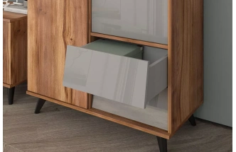 Гостиная модульная Онтарио 2, Дуб Барокко янтарный / Серый Асфальт глянец