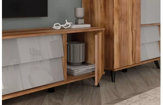 Гостиная модульная Онтарио 2, Дуб Барокко янтарный / Серый Асфальт глянец