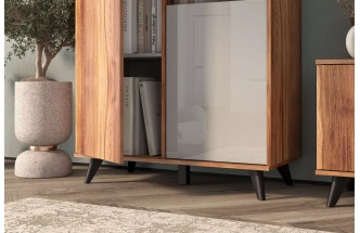 Гостиная модульная Онтарио 2, Дуб Барокко янтарный / Серый Асфальт глянец