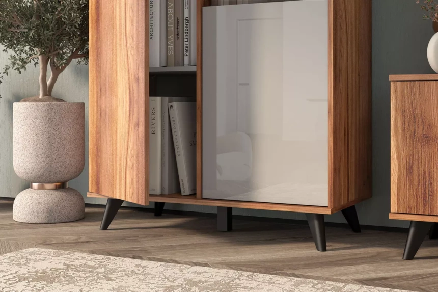 Гостиная модульная Онтарио 2, Дуб Барокко янтарный / Серый Асфальт глянец