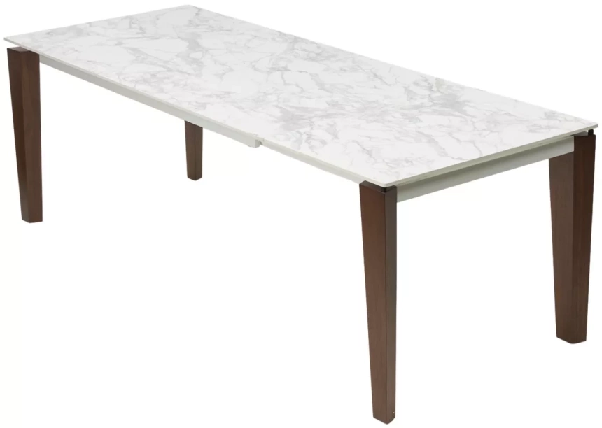 Обеденный раздвижной стол Esmir 160, Matte Arabescato Solid Ceramic, орех