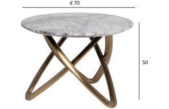 Журнальный стол 57EL-STOL/ZH-790B, 70x70x50, природный мрамор, белый мрамор / золото