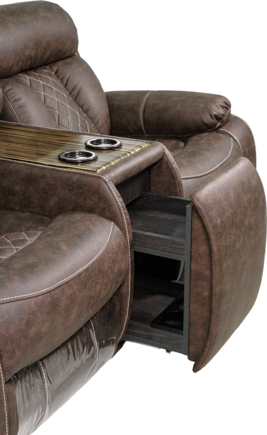 Диван прямой Азалия, электрореклайнер, двухместный, Стайл 03 / Эбен / Контрастная отстрочка