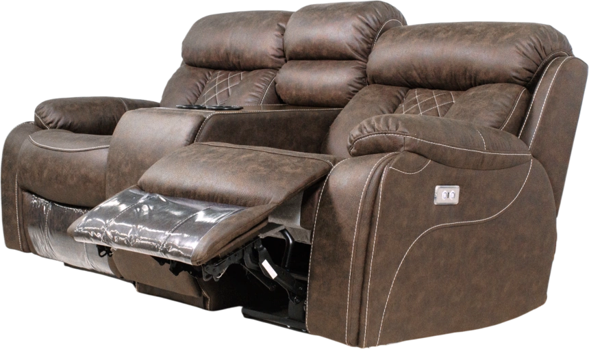 Диван прямой Азалия, электрореклайнер, двухместный, Стайл 03 / Эбен / Контрастная отстрочка