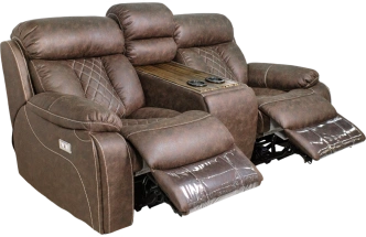 Диван прямой Азалия, электрореклайнер, двухместный, Стайл 03 / Эбен / Контрастная отстрочка