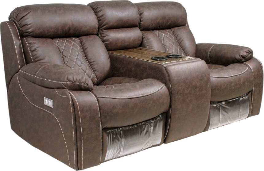 Диван прямой Азалия, электрореклайнер, двухместный, Стайл 03 / Эбен / Контрастная отстрочка