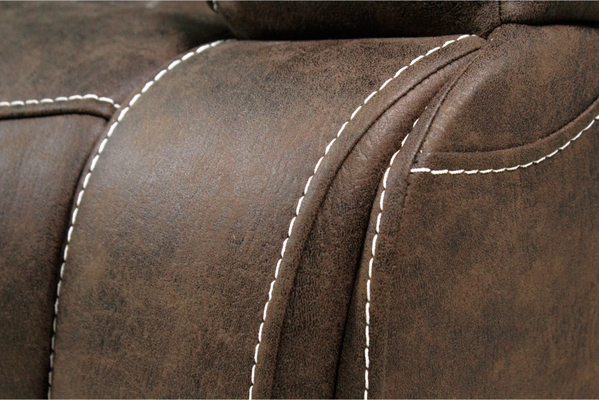 Диван прямой Азалия, электрореклайнер, двухместный, Стайл 03 / Эбен / Контрастная отстрочка