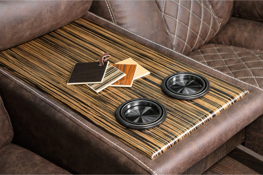 Диван прямой Азалия, электрореклайнер, двухместный, Стайл 03 / Эбен / Контрастная отстрочка