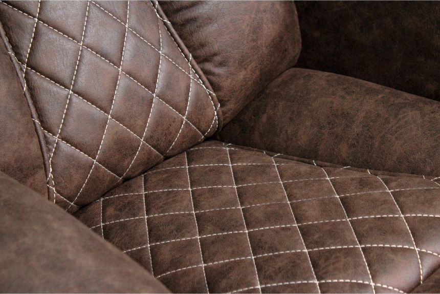 Диван прямой Азалия, электрореклайнер, двухместный, Стайл 03 / Эбен / Контрастная отстрочка