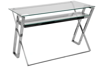 Стол письменный GY-17910, прозрачный / хром