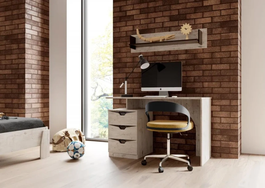 Стол письменный Соренто, с ящиками, дуб бонифаций