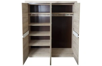 Шкаф четырехдверный Соренто, распашной с зеркалом, дуб бонифаций