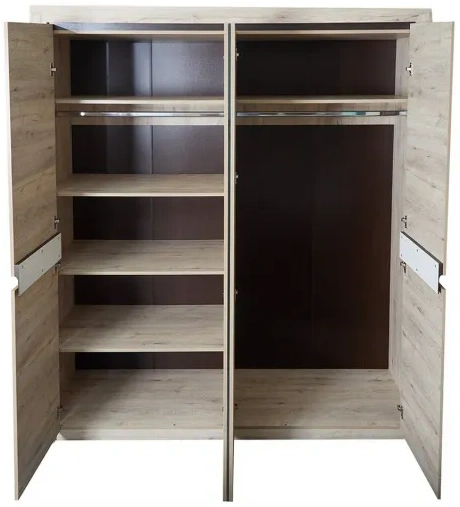 Шкаф четырехдверный Соренто, распашной с зеркалом, дуб бонифаций