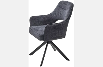 Стул Guara, мягкий, поворотный, серый Raven 18, черный каркас