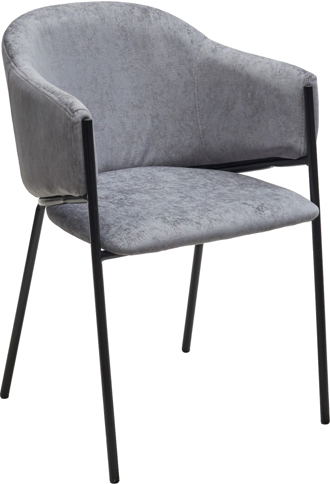 Стул Дилл, мягкий, Rain 17 серый, велюр, черный каркас
