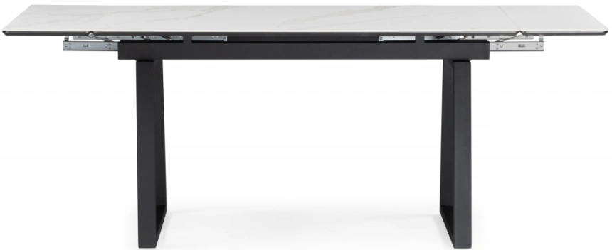 Обеденный раздвижной стол Джек, 140(200)х80, керамика, белый мрамор / черный
