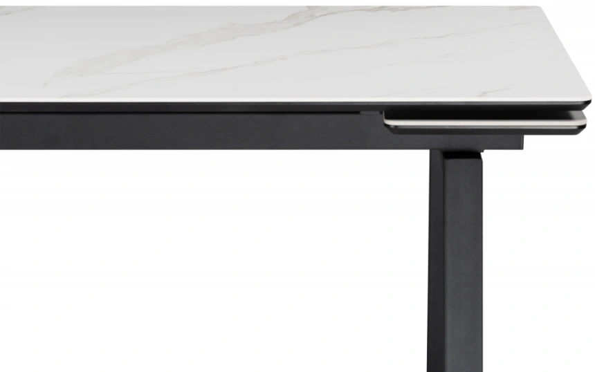 Обеденный раздвижной стол Джек, 140(200)х80, керамика, белый мрамор / черный
