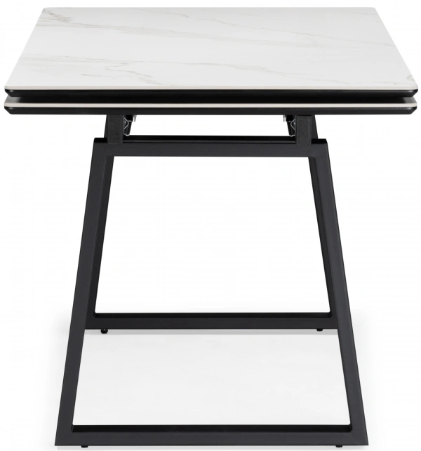 Обеденный раздвижной стол Джек, 140(200)х80, керамика, белый мрамор / черный