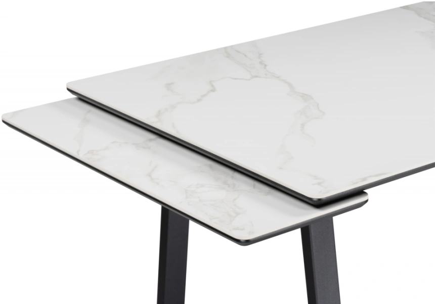 Обеденный раздвижной стол Джек, 140(200)х80, керамика, белый мрамор / черный