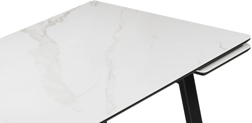 Обеденный раздвижной стол Джек, 140(200)х80, керамика, белый мрамор / черный