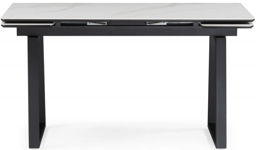 Обеденный раздвижной стол Джек, 140(200)х80, керамика, белый мрамор / черный