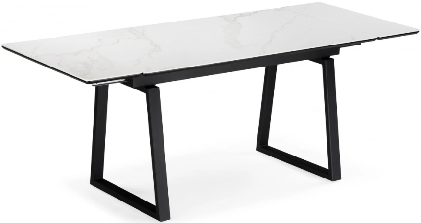 Обеденный раздвижной стол Джек, 140(200)х80, керамика, белый мрамор / черный