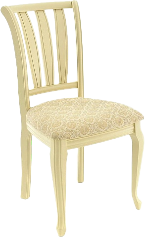 Стул Кабриоль, деревянный с жесткой спинкой, фермо 160-1, жаккард, каркас слоновая кость
