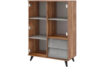 Комод в гостиную Онтарио, 2 ящика, Дуб Барокко / Серый глянец