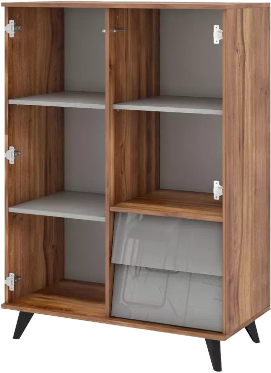 Комод в гостиную Онтарио, 2 ящика, Дуб Барокко / Серый глянец