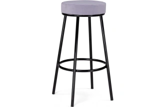 Барный табурет Сансанви, велюр серый тедди 941 / черный глянец