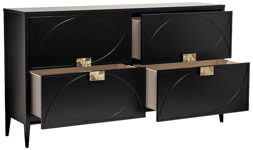 Комод 151SV-00001, с четырьмя ящиками, черный