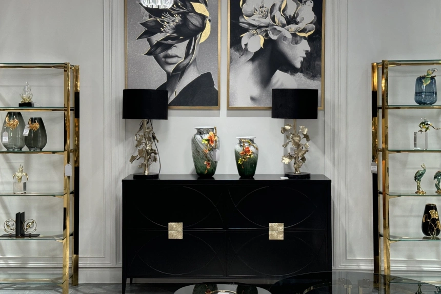 Комод 151SV-00001, с четырьмя ящиками, черный