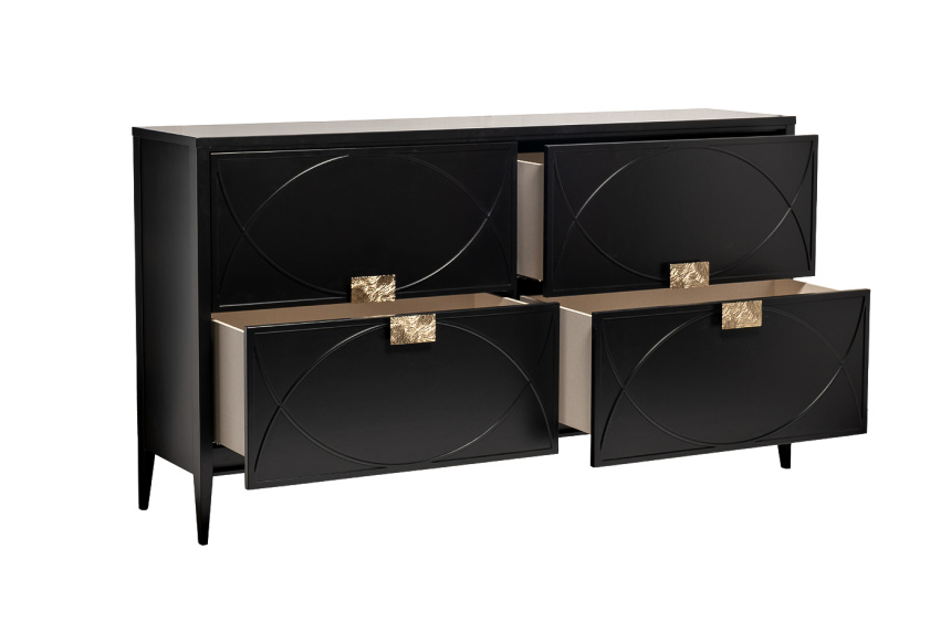 Комод 151SV-00001, с четырьмя ящиками, черный