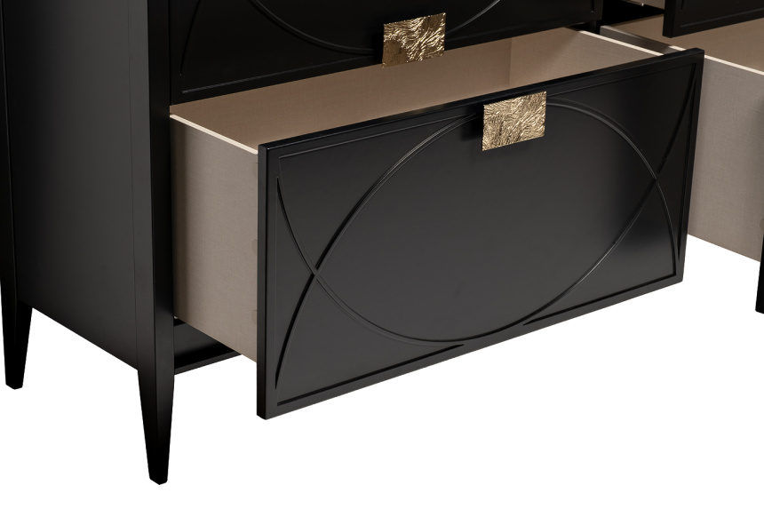 Комод 151SV-00001, с четырьмя ящиками, черный